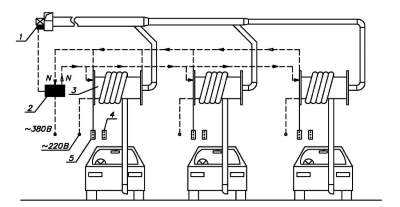 Схема автоматического включения и выключения вентилятора при использовании от 3 до 6 устройств типа КДУ