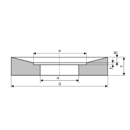 Круги шлифовальные с конической и цилиндрической выточками с одной стороны (тип 23)