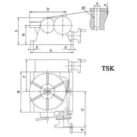 ТИП 5050 TSK 160 - 500 мм СТОЛЫ ПОВОРОТНЫЕ НАКЛОНЯЕМЫЕ чертеж